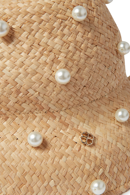 Pearl Embellished Straw Cloche